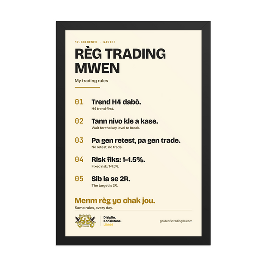 Règ Trading Mwen – My Trading Rules (Framed) · Light – 12″×18″ poster